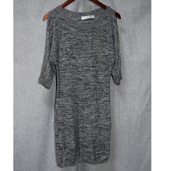 Trina Turk Gray Black Knit Cold Shoulder Sweater Dress Size S - Picture 1 of 4